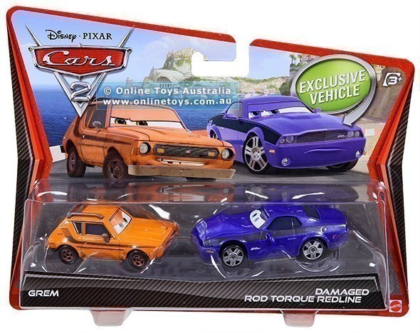 Disney-Pixar Cars 2 - Twin Pack - Grem and Damaged Rod Torque Redline