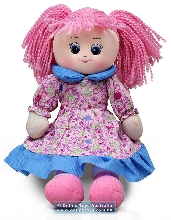 Doll Time - Rag Doll - Pink and Blue Dress 36cm