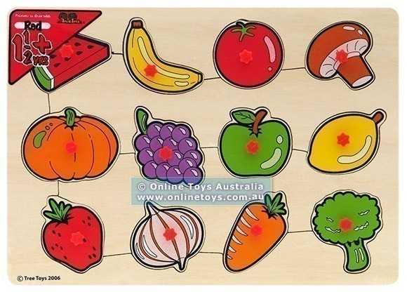 Early Learning - Wooden Peg Puzzle - Fruit and Veg