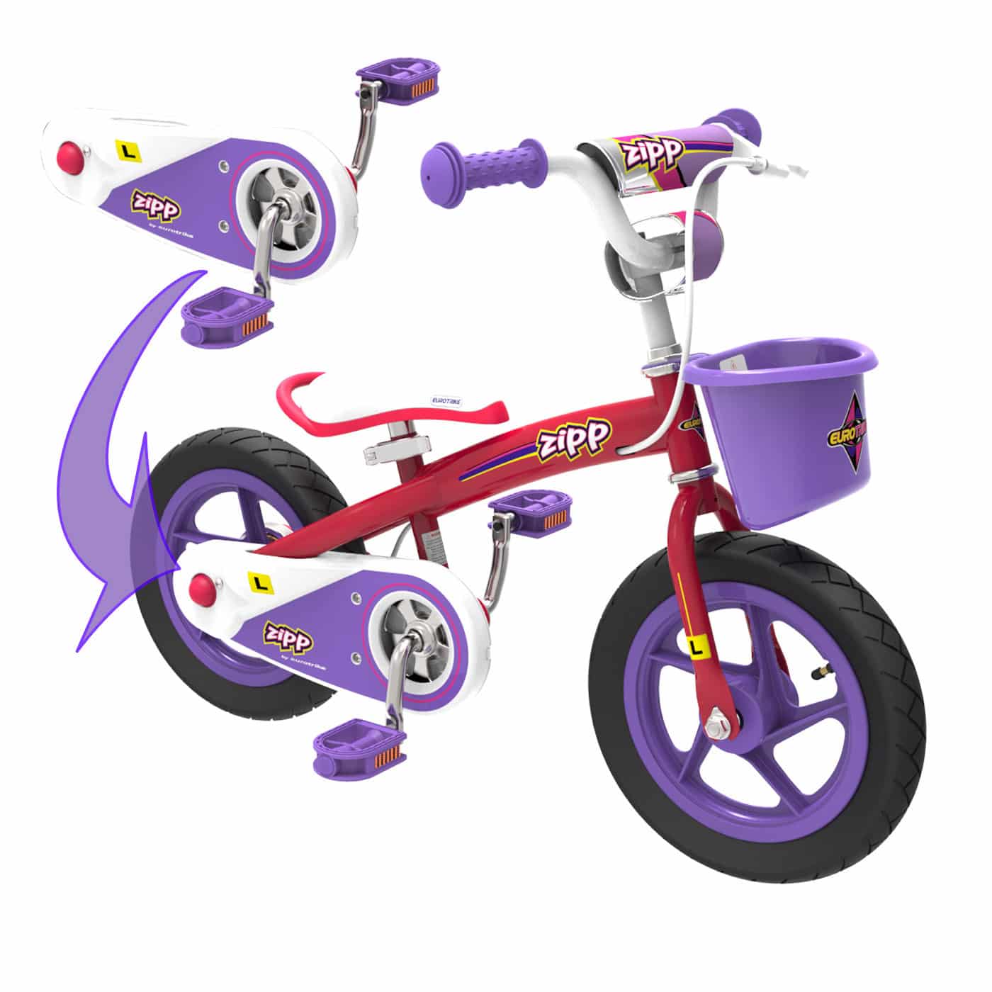Eurotrike - Zipp 2-in-1 Balance & Pedal Bike - Purple