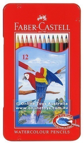Faber-Castell - Watercolour Pencils - Tin Case - 12 Colours