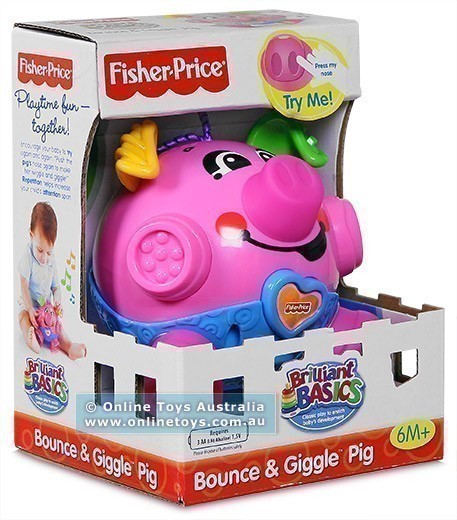  Fisher-Price Brilliant Basics Bounce & Giggle Pig : Toys & Games