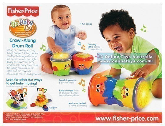 Fisher Price - Go Baby Go - Crawl-Along Drum Roll