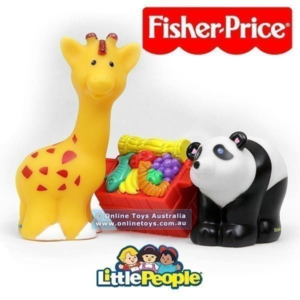 Fisher Price - Little People - Tube Figures - Giraffe Panda and Food Basket