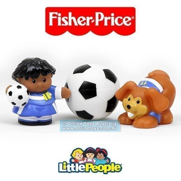 Fisher Price - Little People - Tube Figures - Roberto Puppy and Soccer Ball
