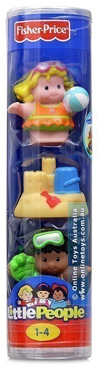 Fisher Price - Little People - Tube Figures - Sarah Lynn Michael and Sandcastle