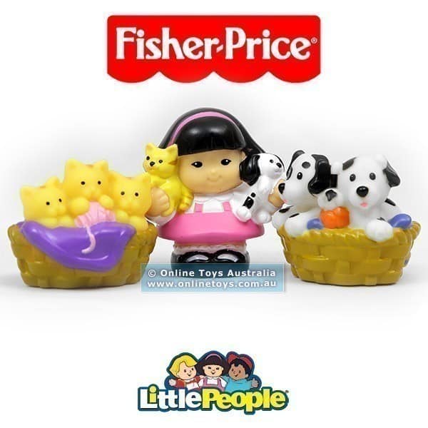Fisher Price - Little People - Tube Figures - Sonya Lee Puppies and Kittens