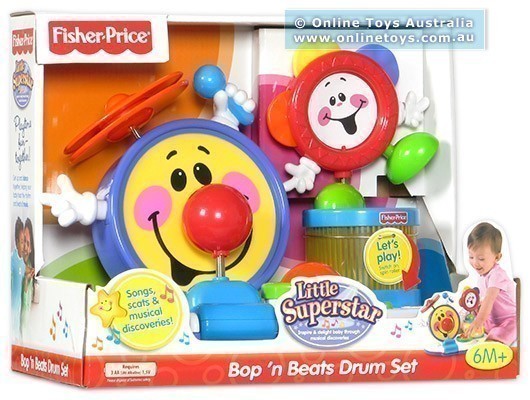 Fisher Price - Little Superstar - Bop 'n Beats Drum Set - Packaging