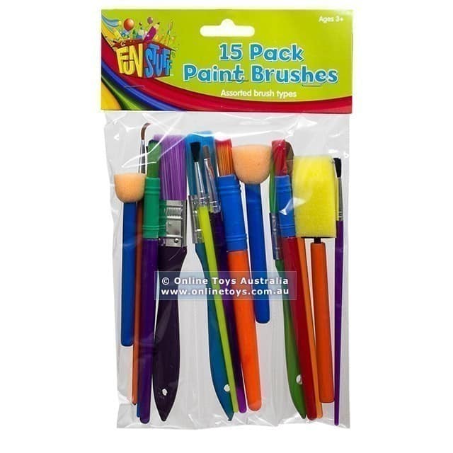 Fun Stuff - Assorted Paint Brushes - 15 Pack