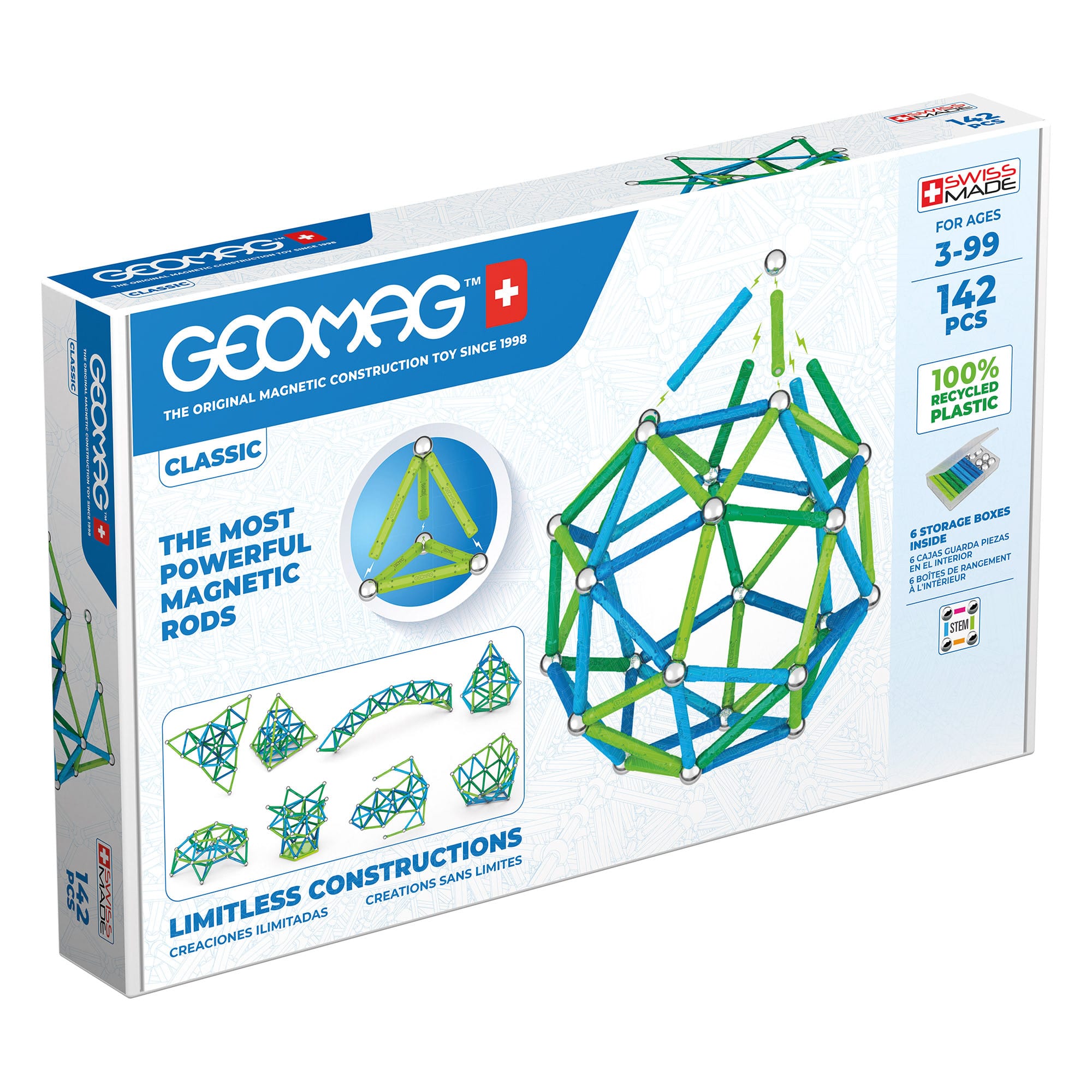 Geomag - 100% Recycled Colour -  142 Piece Set