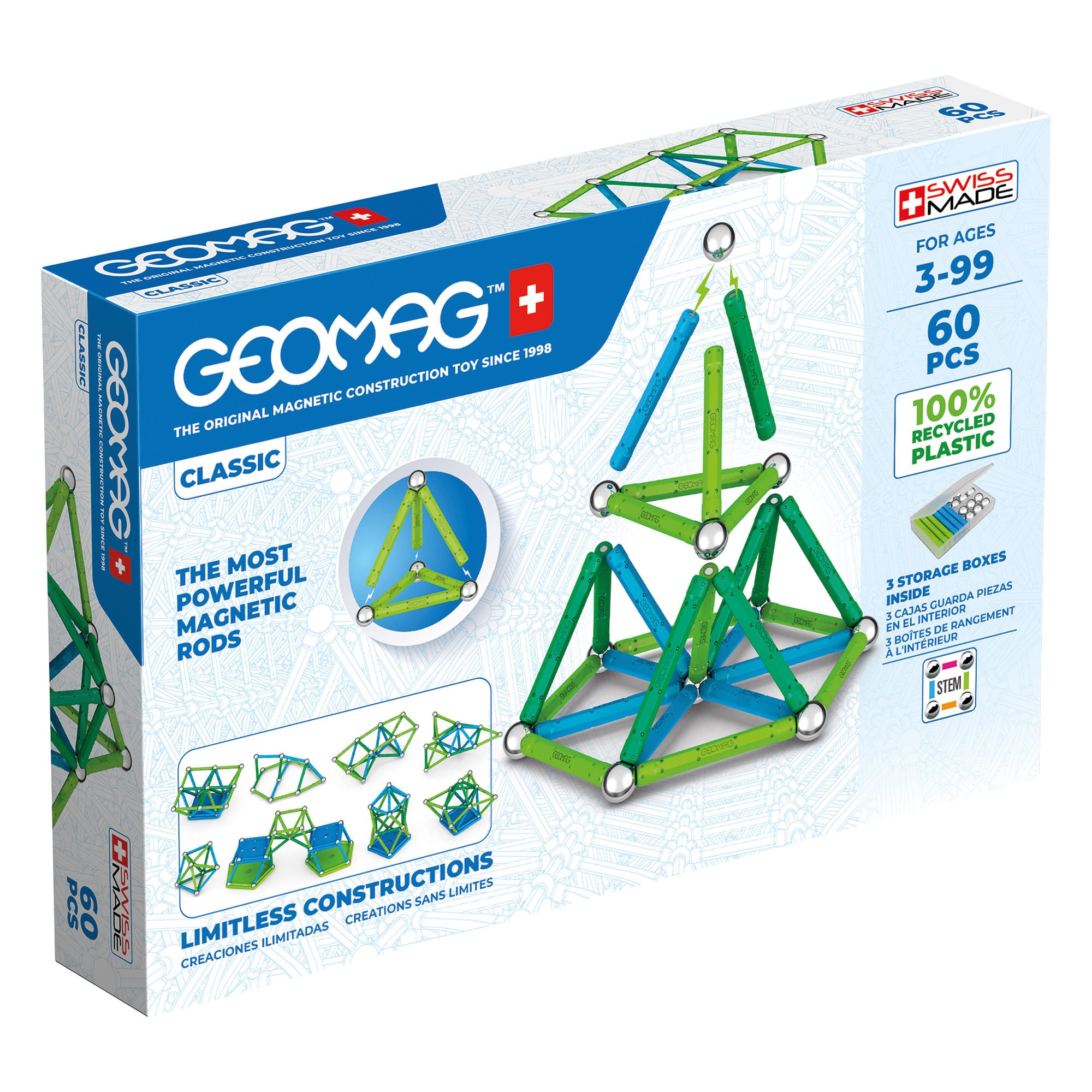 Geomag - 100% Recycled Colour -  60 Piece Set