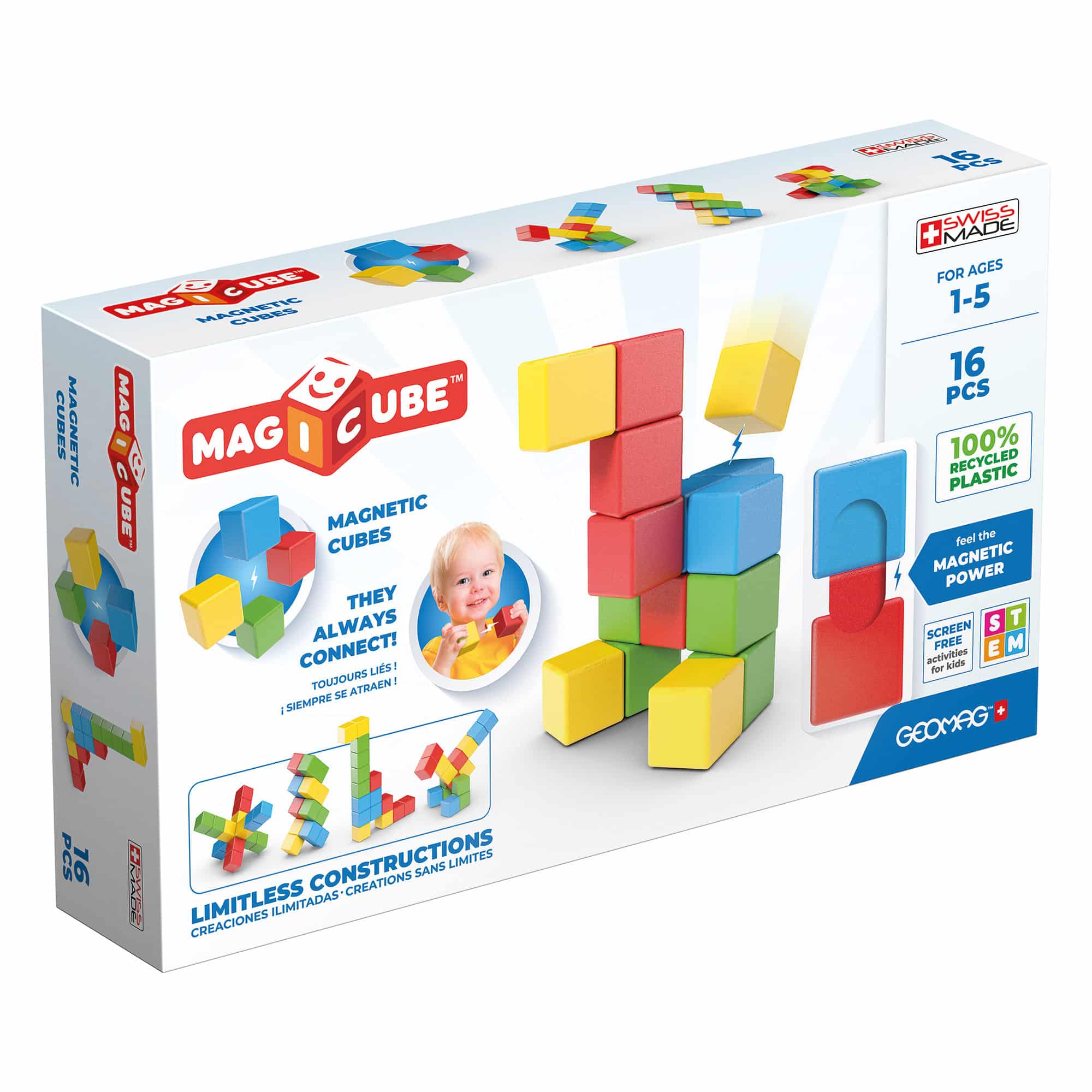 Geomag - 100% Recycled Magicube Cube Set - 16 Pieces