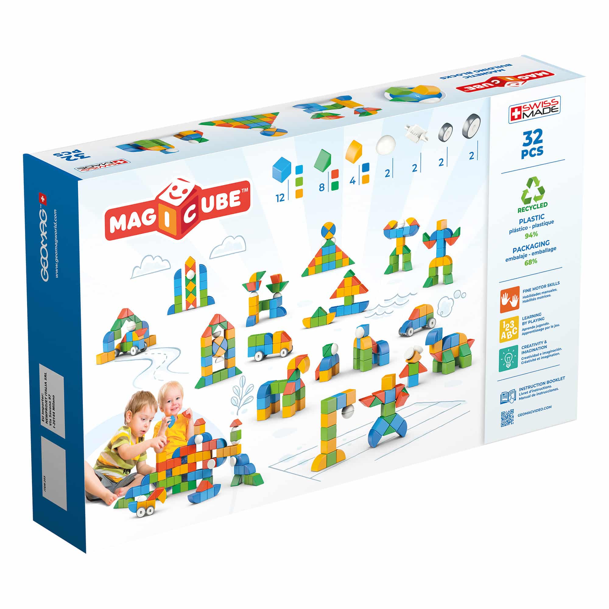 Geomag - 100% Recycled Magicube Shapes Set - 32 Pieces
