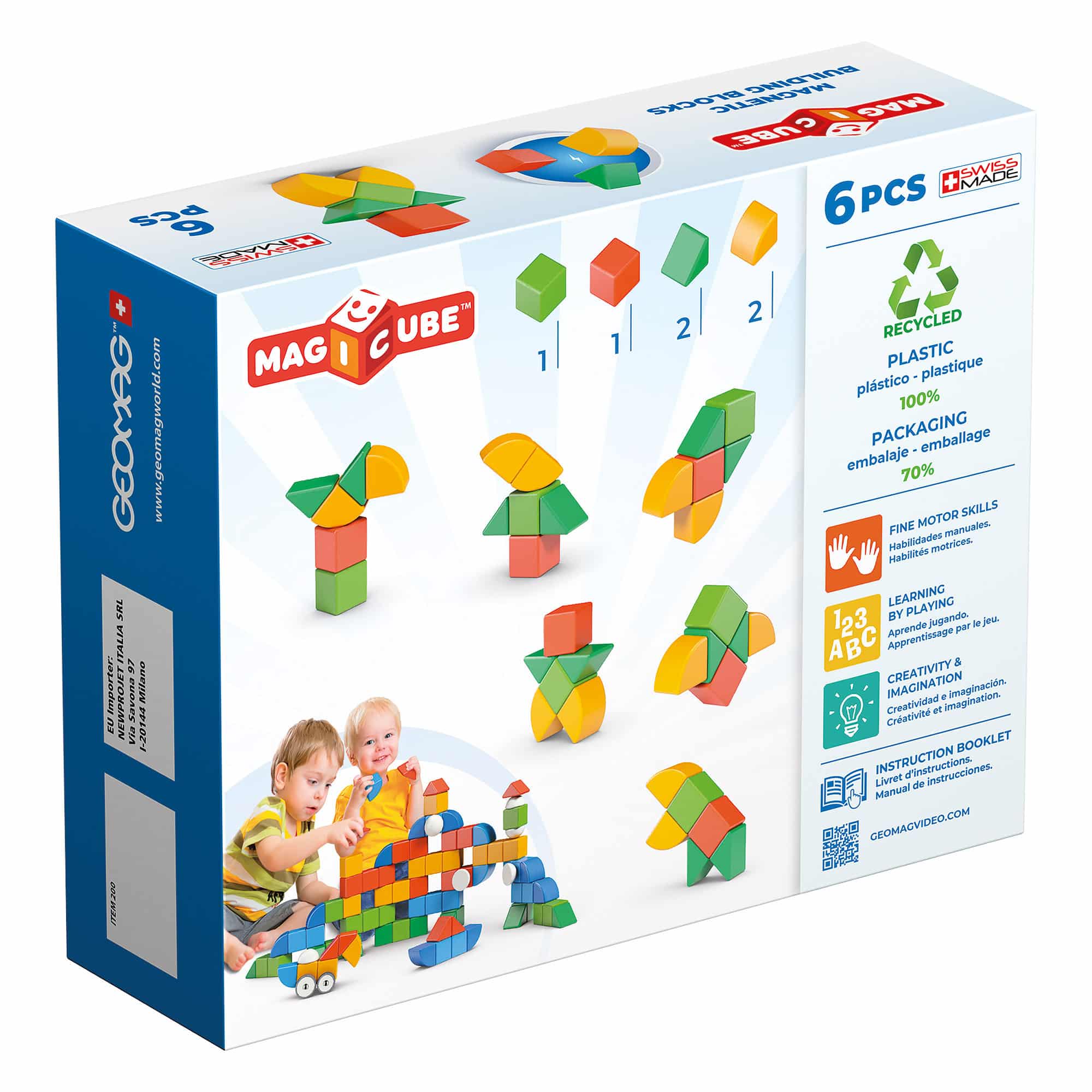 Geomag - 100% Recycled Magicube Shapes Set - 6 Pieces