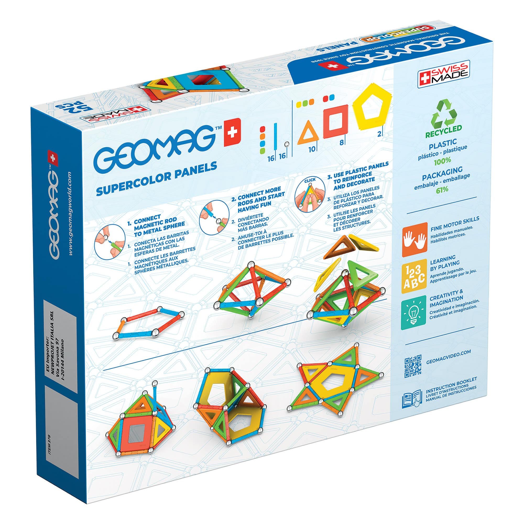 Geomag - 100% Recycled SuperColour Panels - 52 Piece Set