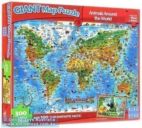 Giant Map Puzzle - Animals Around the World - 300 Jigsaw Pieces