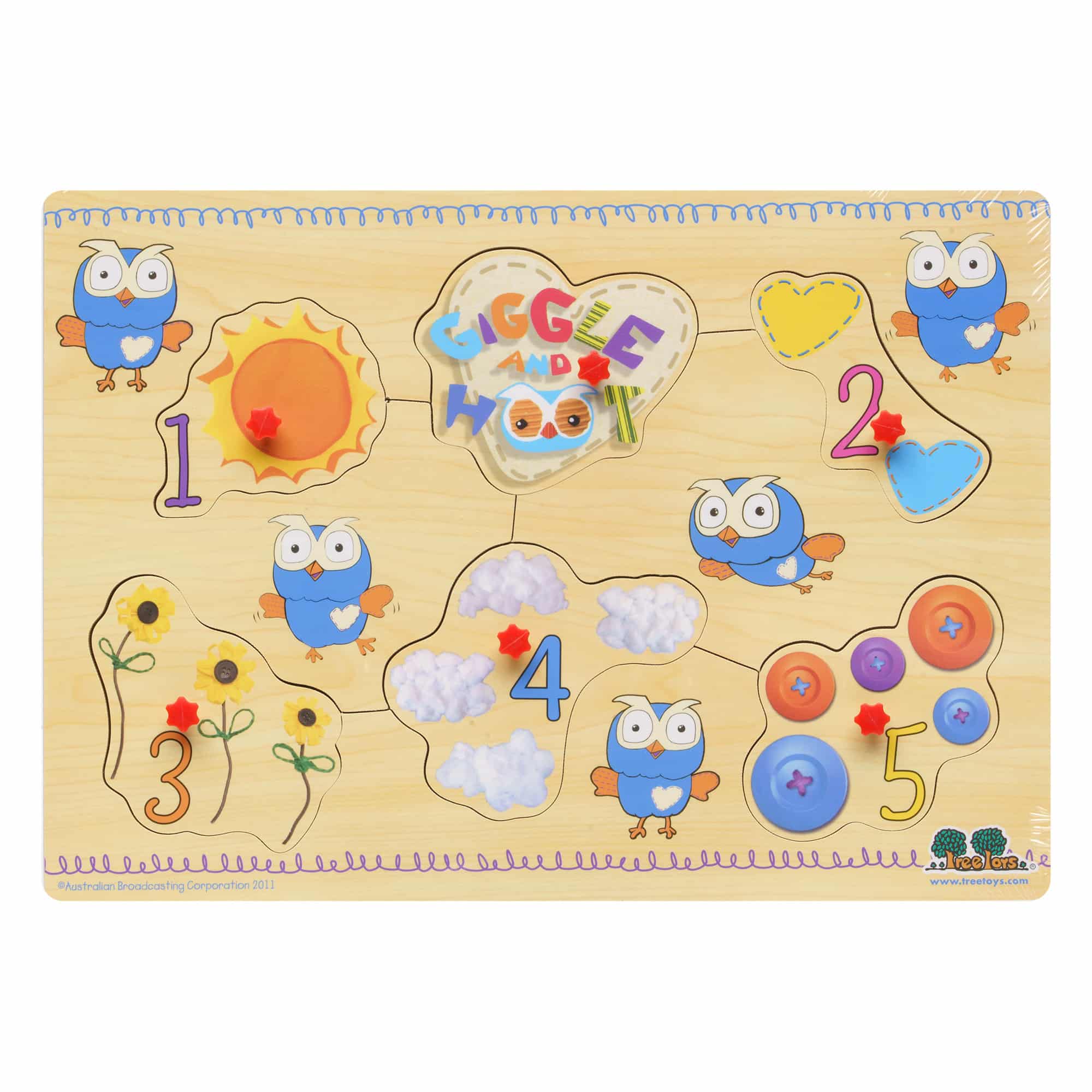 Giggle and Hoot - 6 Piece Peg Puzzle - Numbers