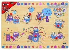 Giggle and Hoot - 7 Piece Peg Puzzle - Fun with Buttons