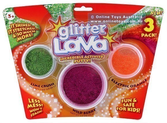 Glitter Lava - 3 Colour Pack - Lime Berry and Orange
