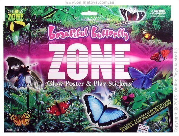 Glow Zone Beautiful Butterfly - Glow Poster and Play Stickers Pack