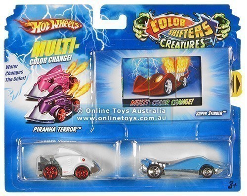 Hot Wheels Colour Shifters Creatures - Piranha Attack and Super Stinger Twin Car Pack