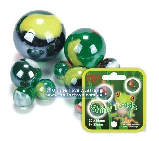 King Marbles - 16mm Glass Marbles - Shiny Toads