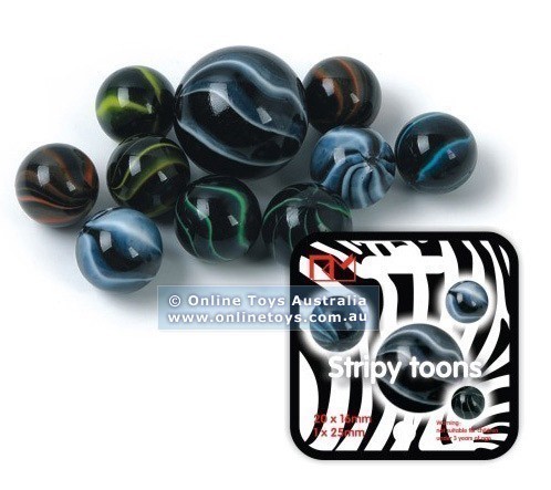 King Marbles - 16mm Glass Marbles - Stripy Toons
