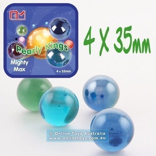 King Marbles - 35mm Glass Marbles - Pearly Kings