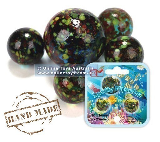 King Marbles - Hand-Made 16mm Glass Marbles - Spotty Piranha
