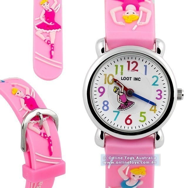 Loot Inc - 3D Kids Watch - Pink Band with Ballerinas
