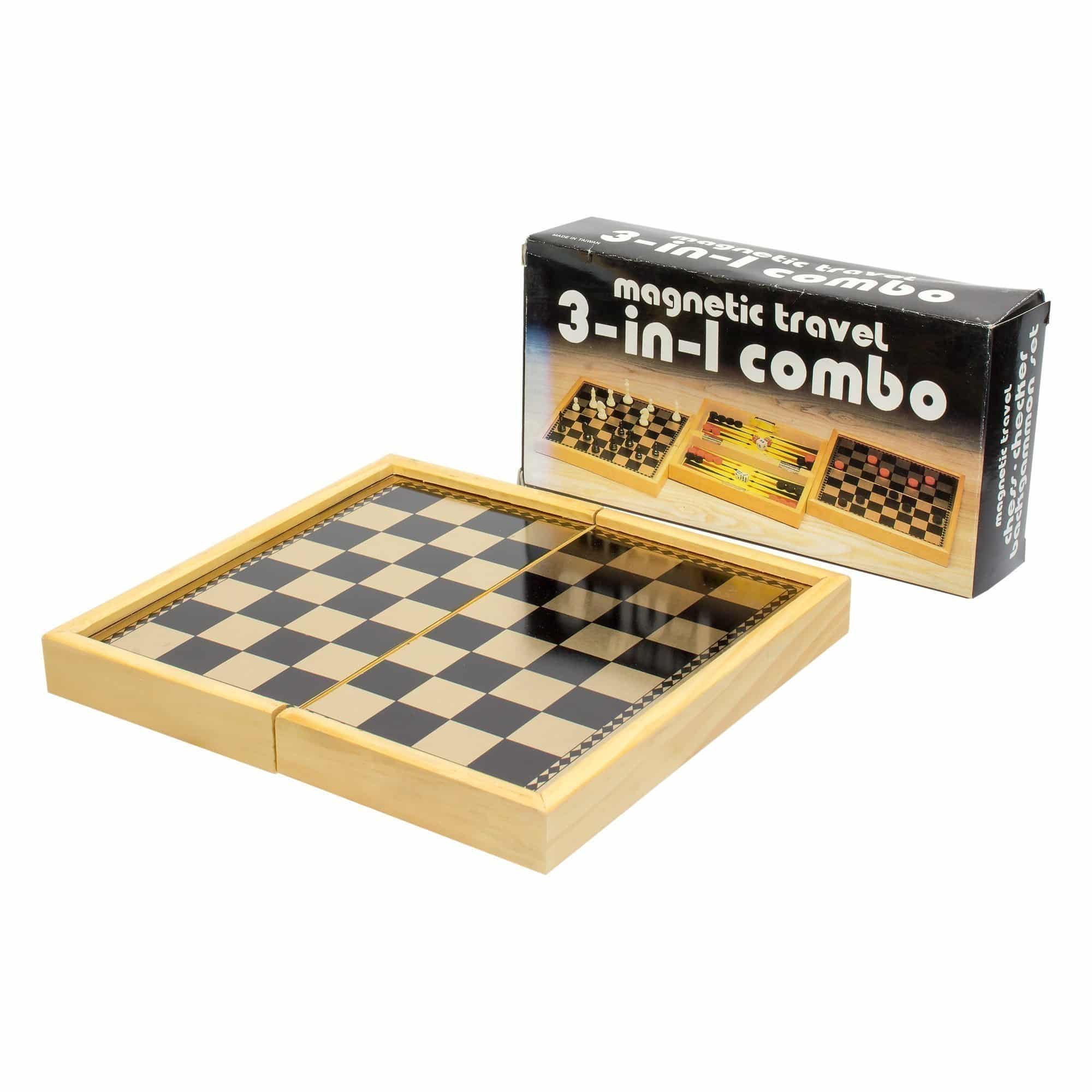 Magnetic Travel 3 in 1 Chess, Checker, & Backgammon Set