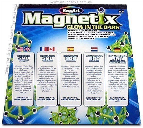 Magnetix - 70 Piece Glow in the Dark Magnetic Building Set - Back