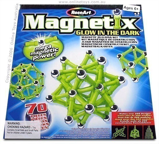 Magnetix - 70 Piece Glow in the Dark Magnetic Building Set