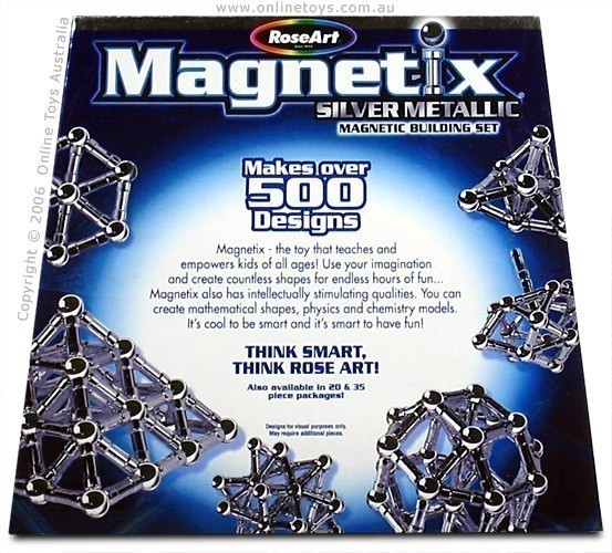 Magnetix - 70 Piece Silver Metallic Magnetic Building Set - Back