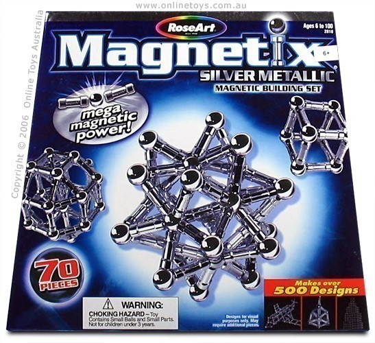 Magnetix - 70 Piece Silver Metallic Magnetic Building Set