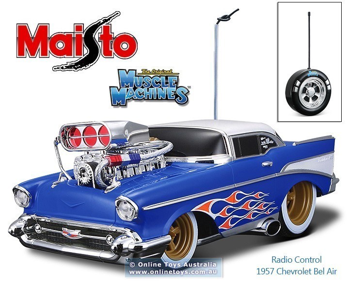 Maisto Muscle Machines - 1/18 Scale 1957 Chevrolet Bel Air - Blue
