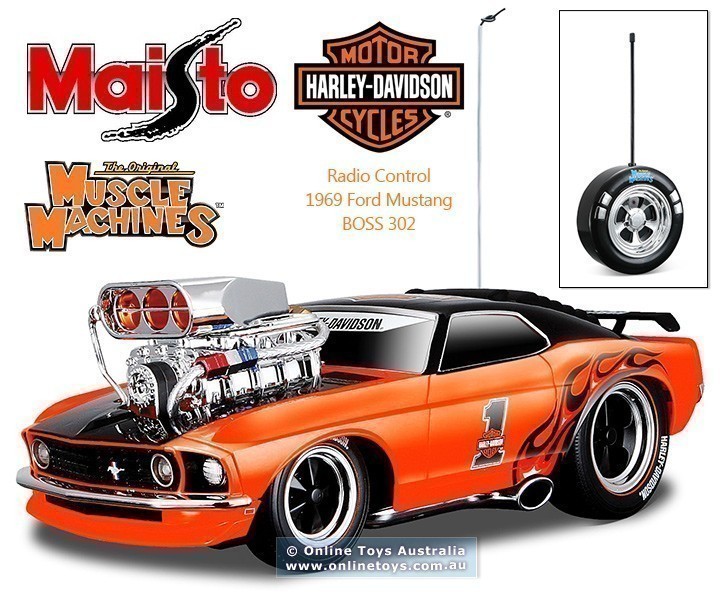 Maisto Muscle Machines - 1/18 Scale 1969 Harley Davidson Ford Mustang BOSS 302 - Orange & Black