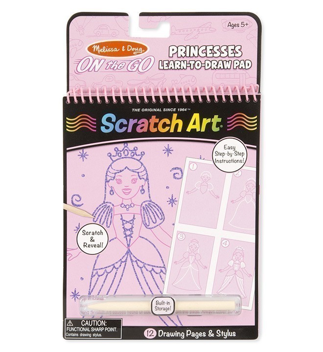 Melissa and Doug - On the Go Scratch Art - Princesses Colour-Reveal Pad