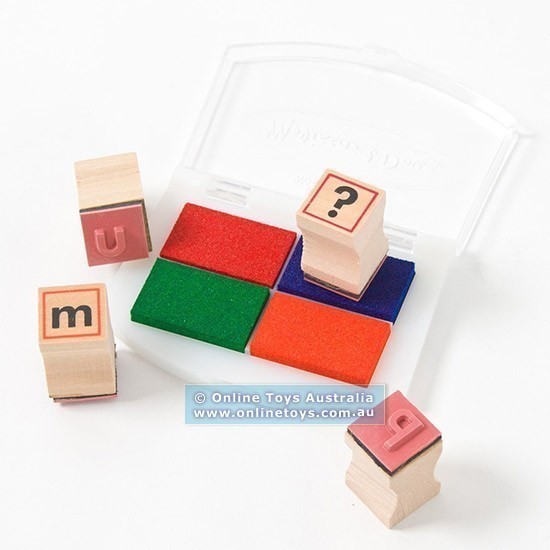 Melissa & Doug Wooden Alphabet Stamp Set 56 STAMPS With Lower-case and  Capital for sale online