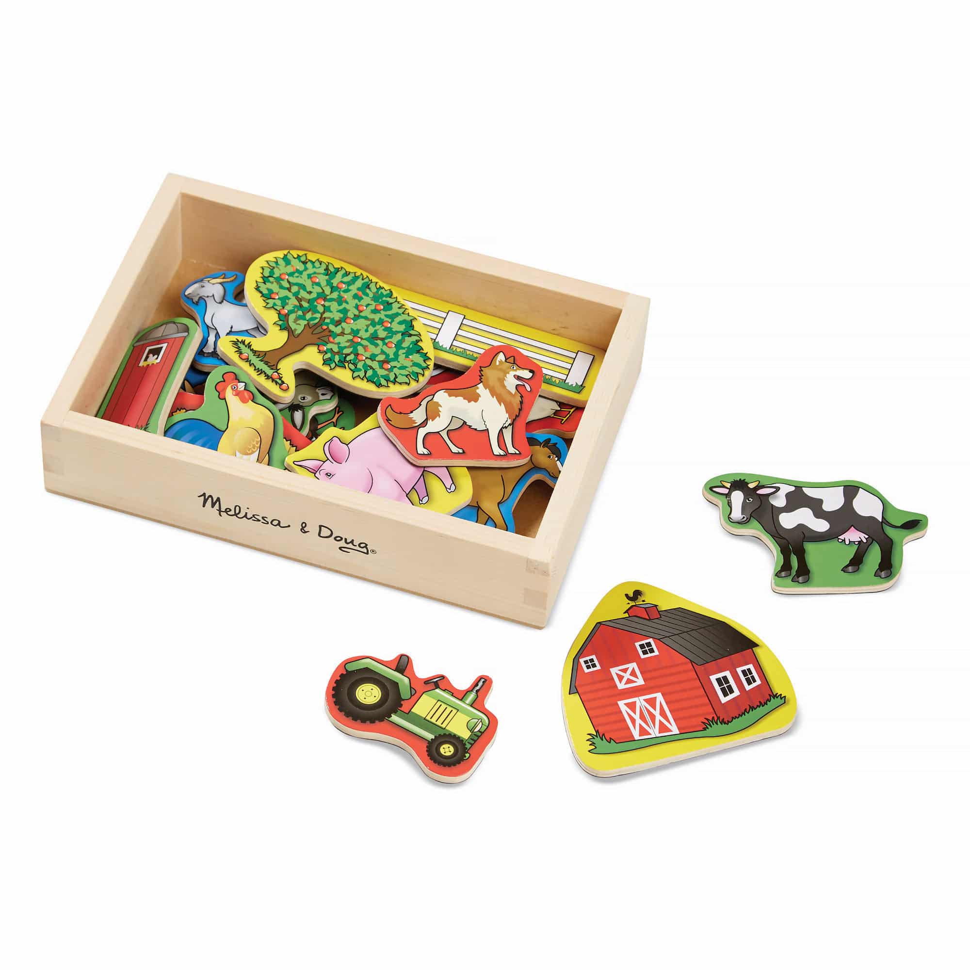 Melissa and Doug - Wooden Farm Magnets - 20 Pieces