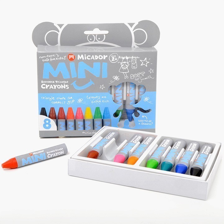 Micador - Mini Beeswax Triangle Crayons - 8 Pack