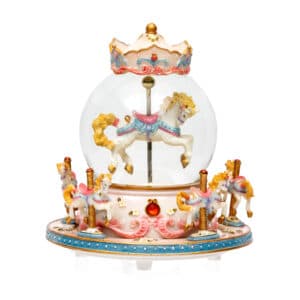 Musical Glitter Globe -  Revolving Horse Carousel