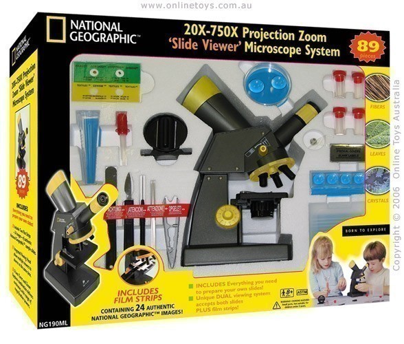 National Geographic 10X-750X Projection Zoom Microscope - Box