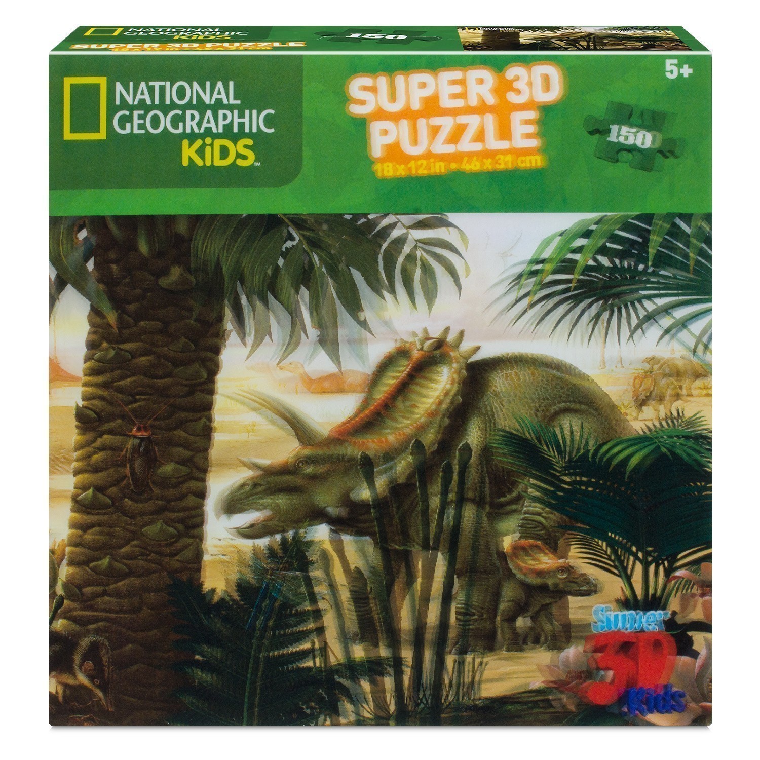 National Geographic Kids - Lenticular Super 3D Puzzle - Stenonychosaurus Dinosaurs - 150 Pieces