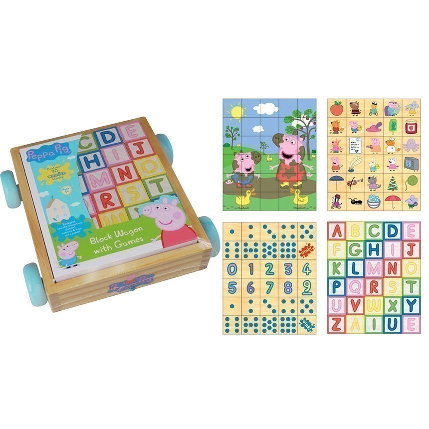Peppa Pig - Wooden Block Cart with Game