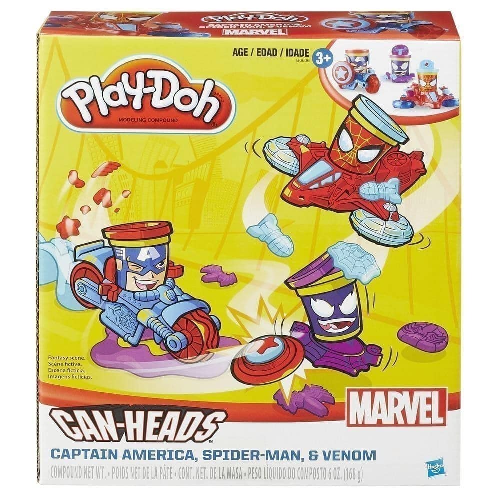 Play-Doh - Can-Heads - Marvel Captain America Spider-Man & Venom