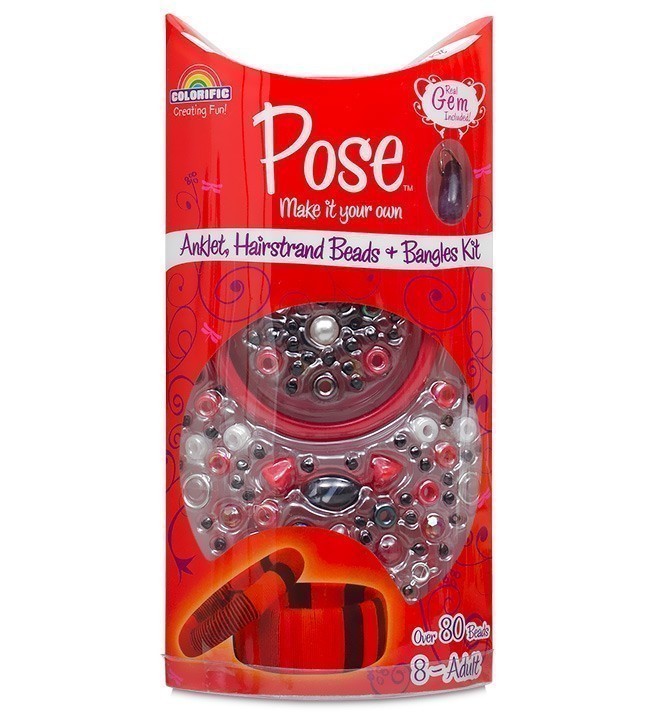 Pose - Anklet, Hairstrand Beads and Bangles Kit - Red