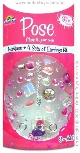 Pose - Necklace and 4 Sets of Earrings Kit - Pink