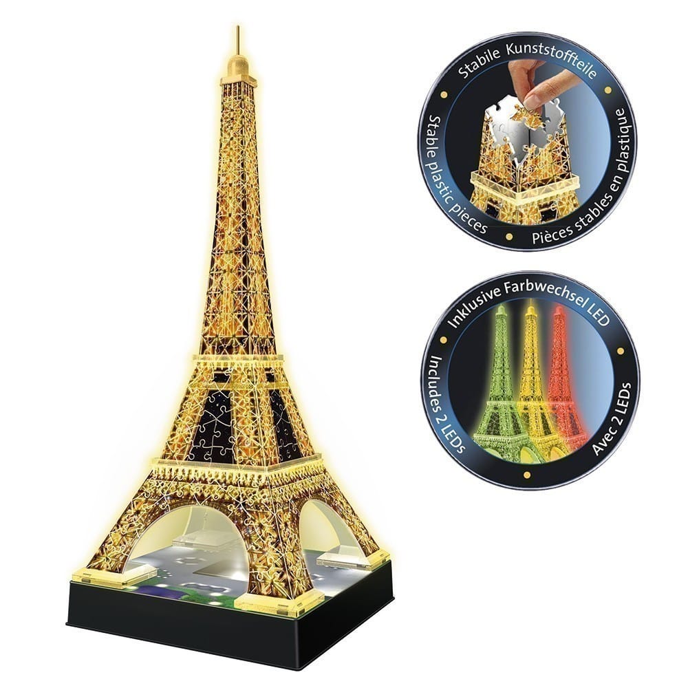 Ravensburger - 3D Night Edition Puzzle - Eiffel Tower 216 Puzzle Pieces