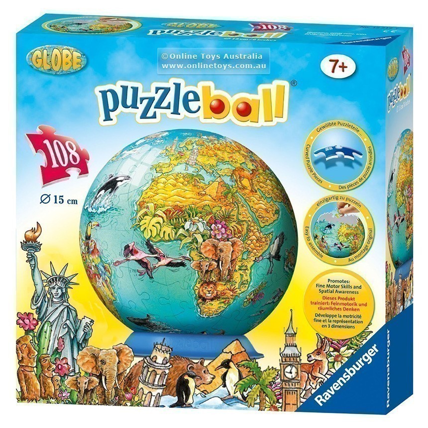 Ravensburger Puzzleball - Children's Globe - 108 Piece Jigsaw Puzzle